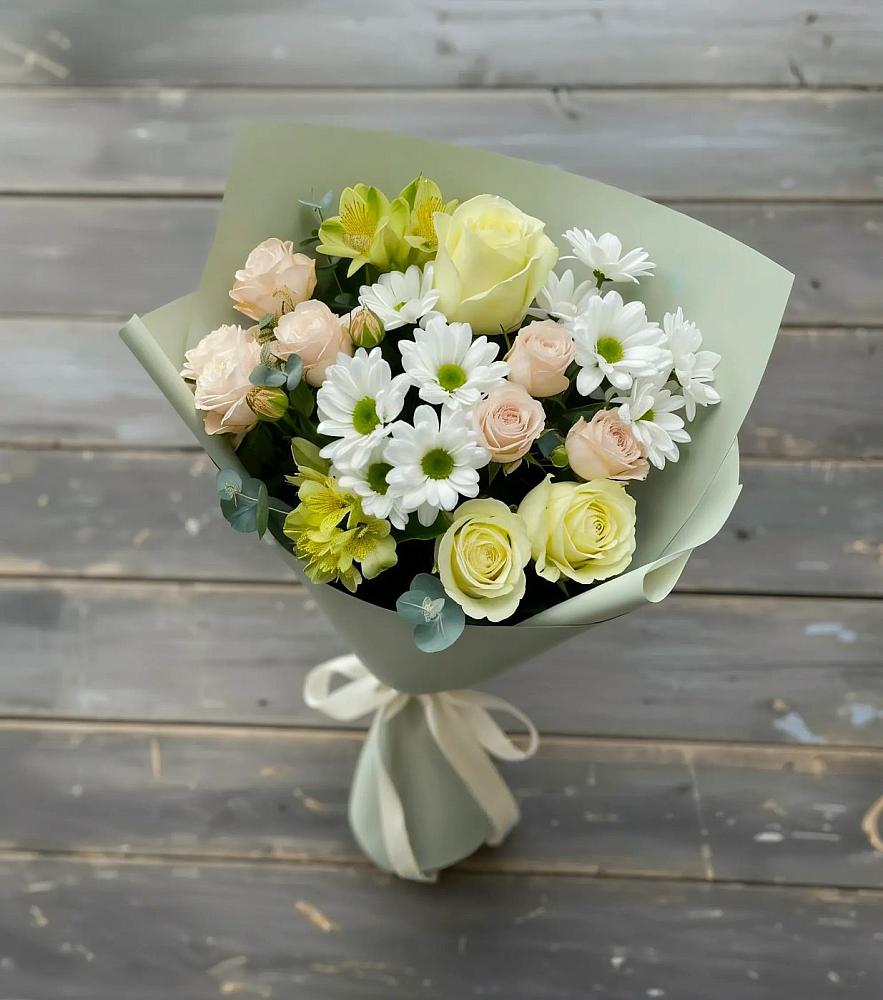 Букет цветов из: Альстромерии, Розы и Хризантемы в Городовиковске