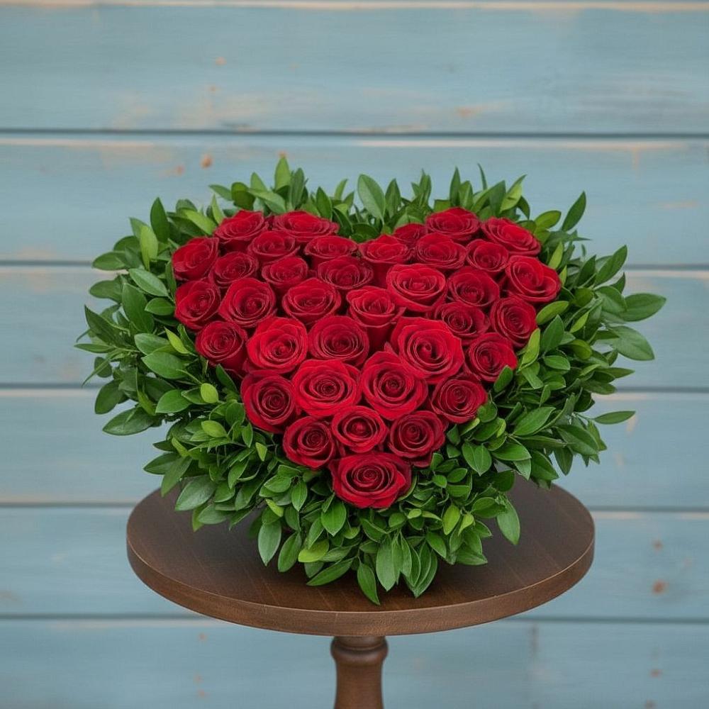 Цветочная композиция из Розы в виде сердца в Городовиковске