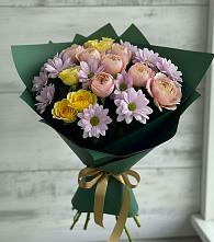 Букет цветов из:  Хризантемы и Розы в Городовиковске