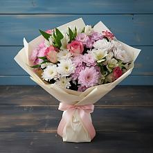 Букет цветов из:  Хризантемы, Альстромерии и Розы в Городовиковске