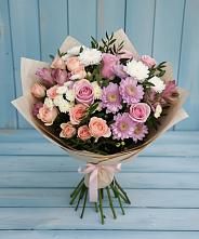 Букет цветов из:  Хризантемы, Розы и Альстромерии #REPLACE_PRED# Городовиковске