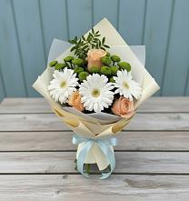 Букет цветов из:  Герберы, Розы и Хризантемы в Городовиковске