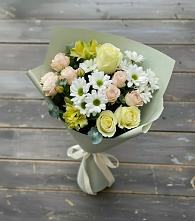 Букет цветов из:  Альстромерии, Розы и Хризантемы в Городовиковске