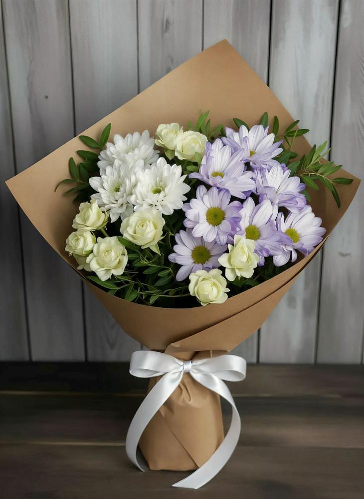 Букет цветов из: Хризантемы и Розы в Городовиковске