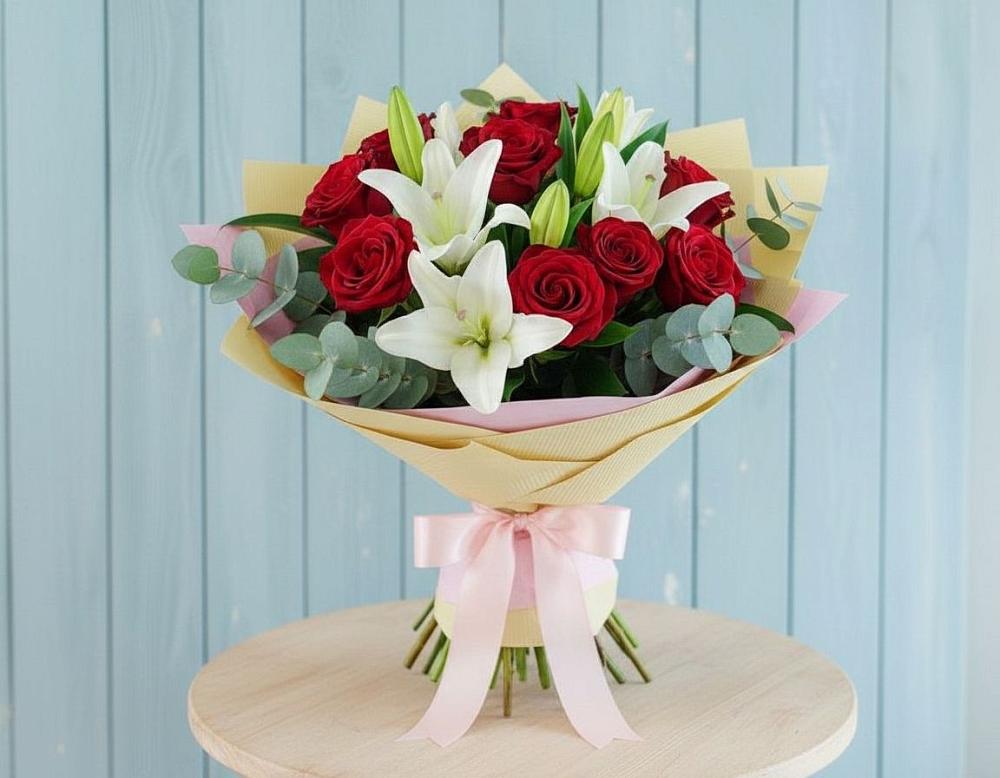 Букет цветов из: Лилии и Розы в Городовиковске